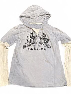 Y2K M&P Jeans Double Layered Graphic Shirt Hoodie
